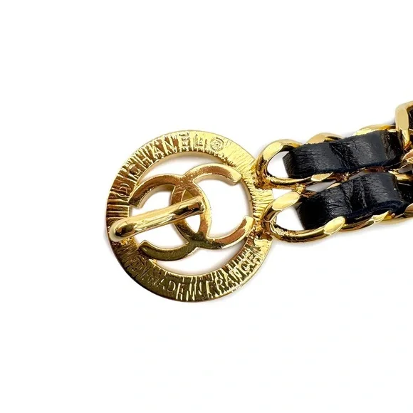 Authentic NEW CHANEL leather gold vintage belt 65cm - Picture 4 of 8